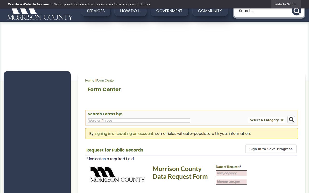 Morrison County civil court docket public records request form